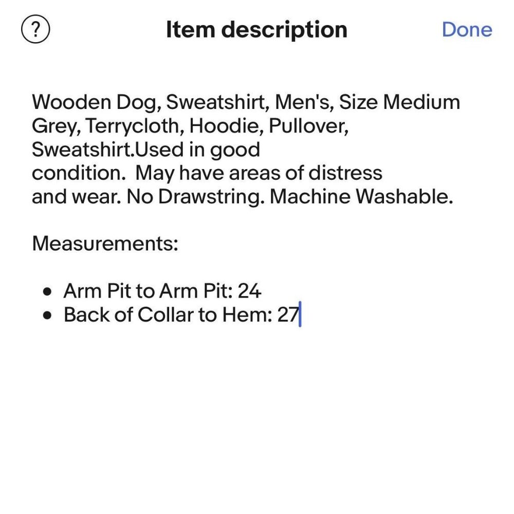 Wooden Dog Terry Sweatshirt Mens Med Grey Terrycloth Hoodie Pullover Sweatshirt - Picture 14 of 14